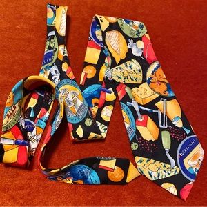 Vintage 1990 100% Silk Nicole Miller Cheese Tie | cheesemonger/chef/foodie